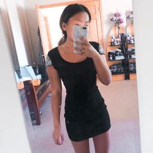 Sequence detailing black dress